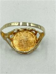 10K Yellow Gold Panda Coin Ring 1.6g